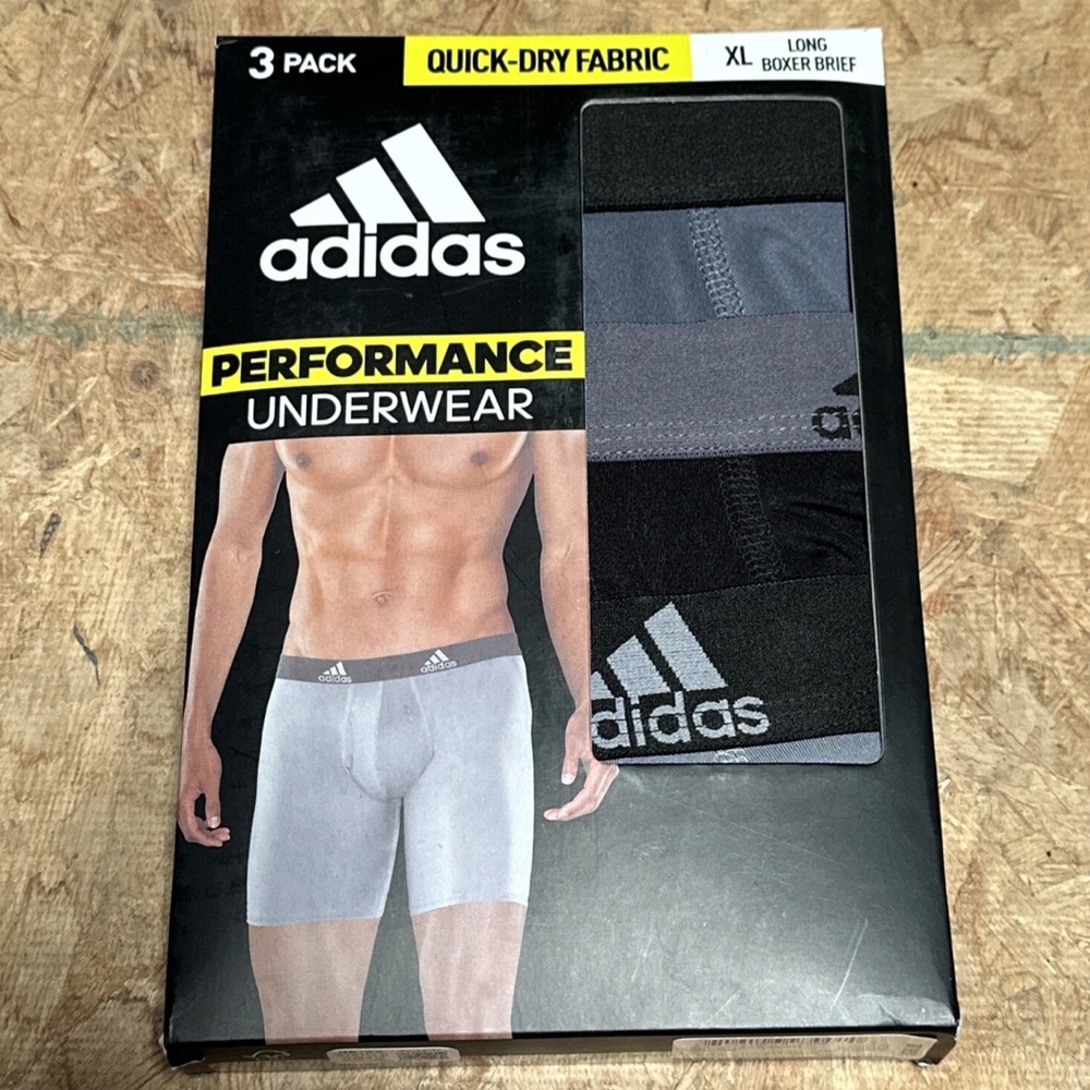Brand New men’s Size XL X-Large Adidas Men's Boxer Briefs 3-Pack Black and Gray